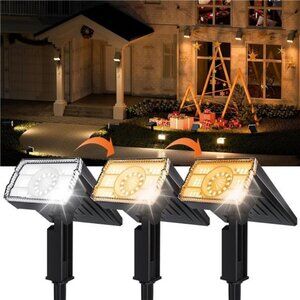 Solar Spotlights Outdoor Waterproof IP67,4 Pack Adjustable Wall&Ground Solar